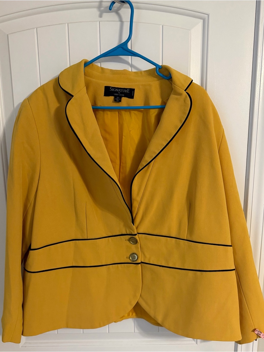 Larry Levine Yellow Blazer with Black Piping